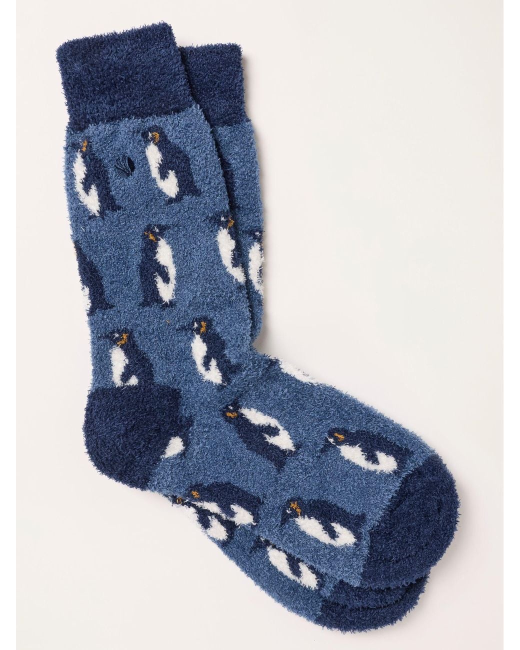 FatFace Blue Fatface Penguin Fluffy Socks for men