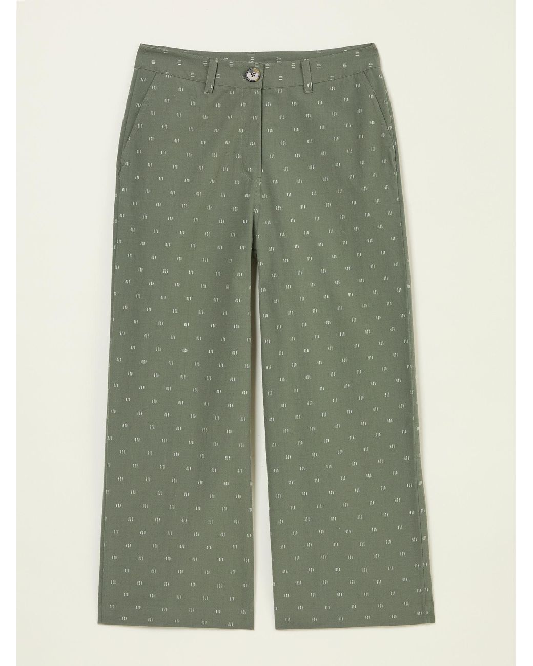 FatFace Natural Nina Embroidered Cropped Trousers