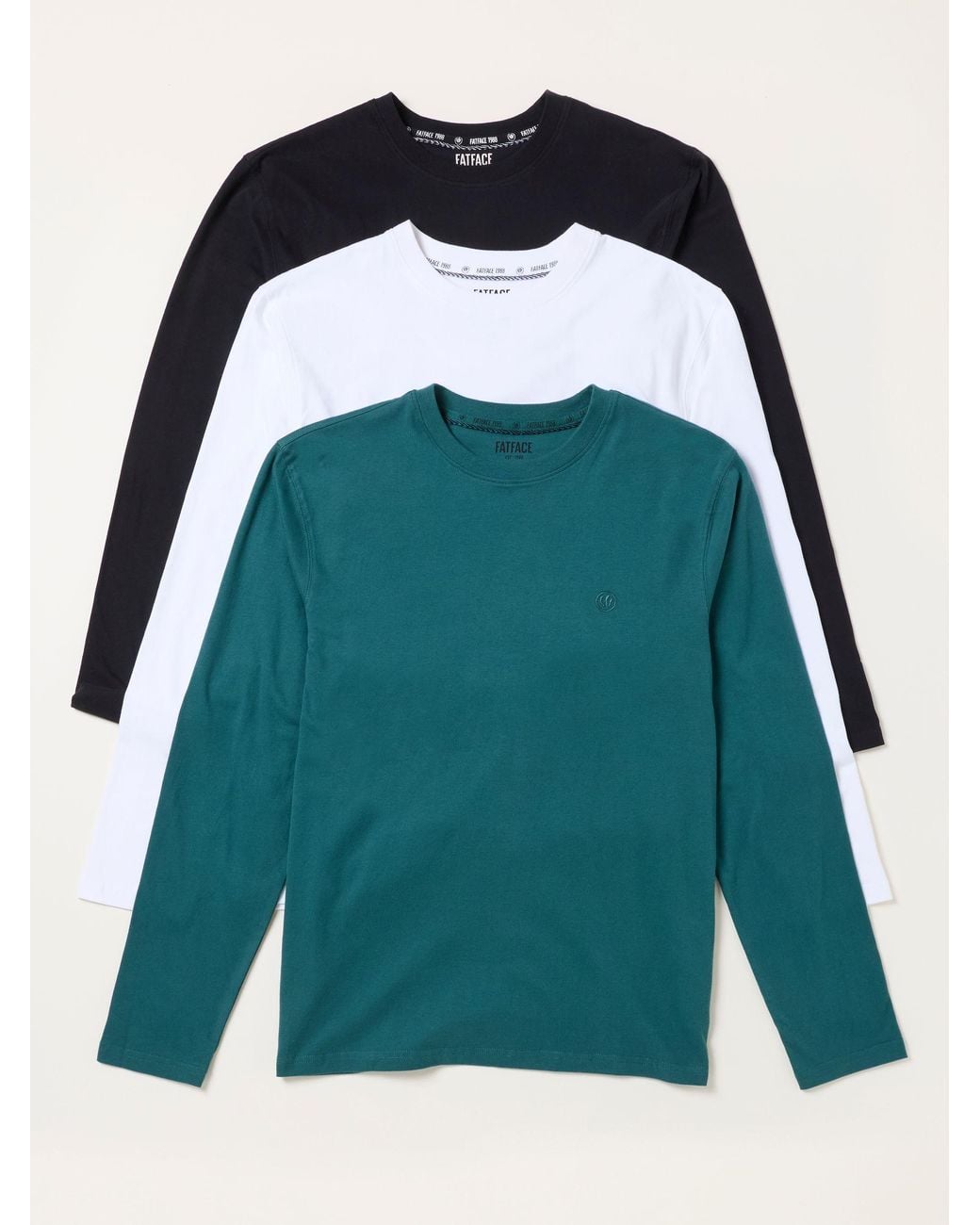 FatFace Green 3 Pack Long Sleeve T-Shirt for men