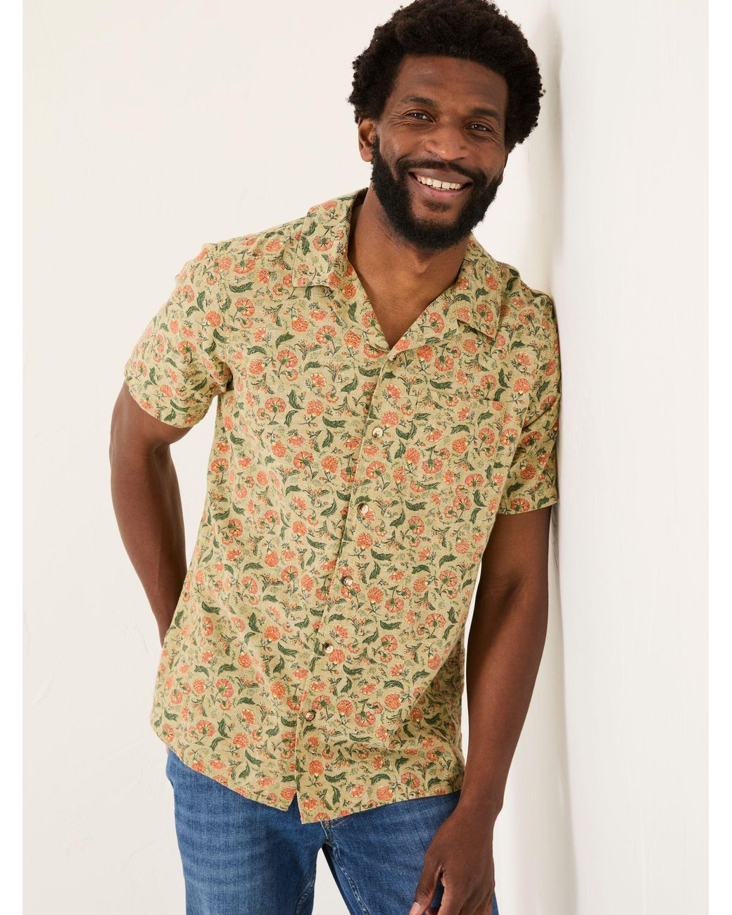 FatFace Brown Short Sleeve Bloom Print Shirt for men