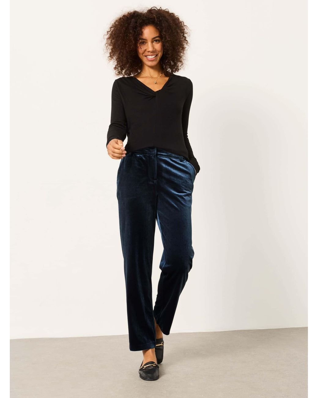 FatFace Black Tilly Tapered Velvet Trousers