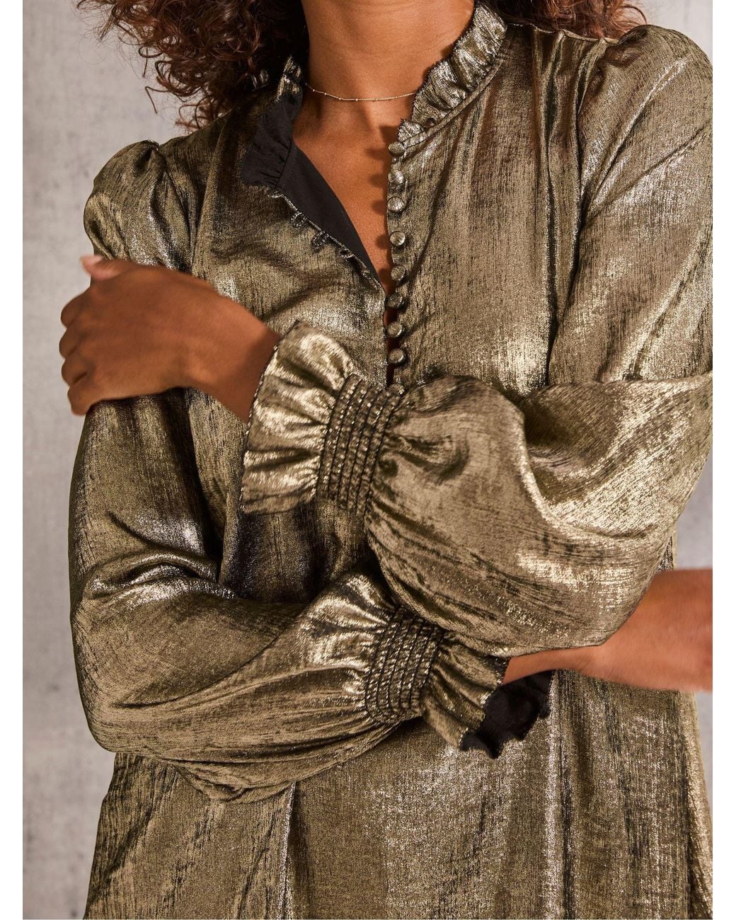 FatFace Natural Silas Metallic Dress