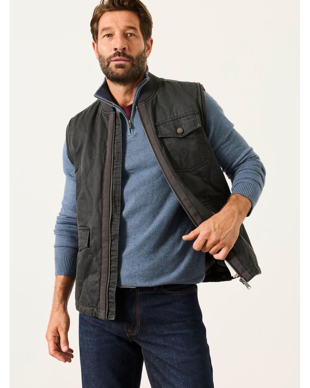 FatFace Blue Rye Quarter Zip Knitted Jumper for men