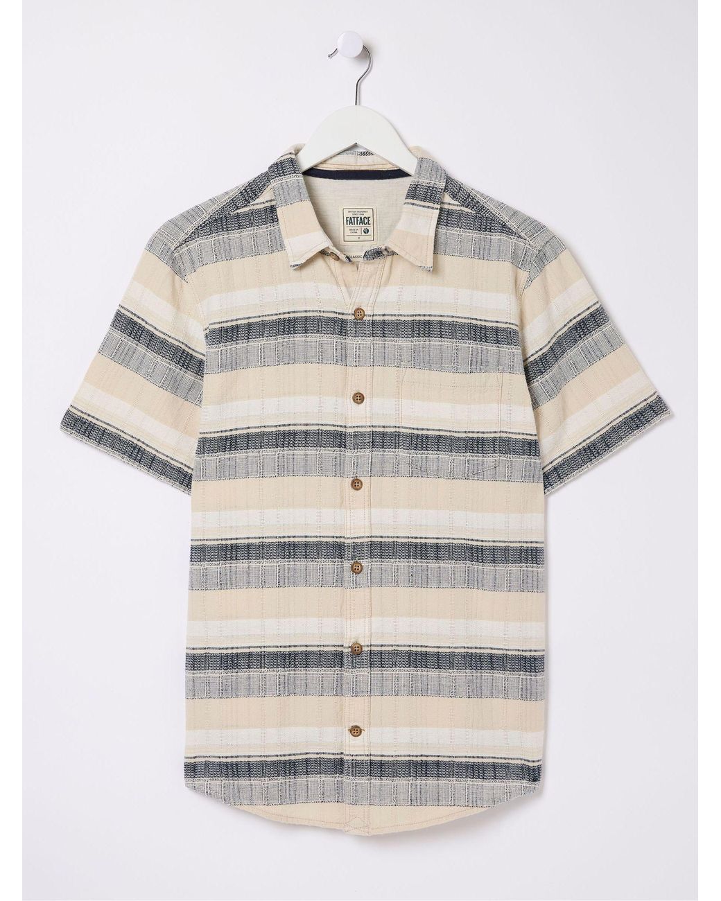 FatFace White Short Sleeve Milo Stripe Shirt for men