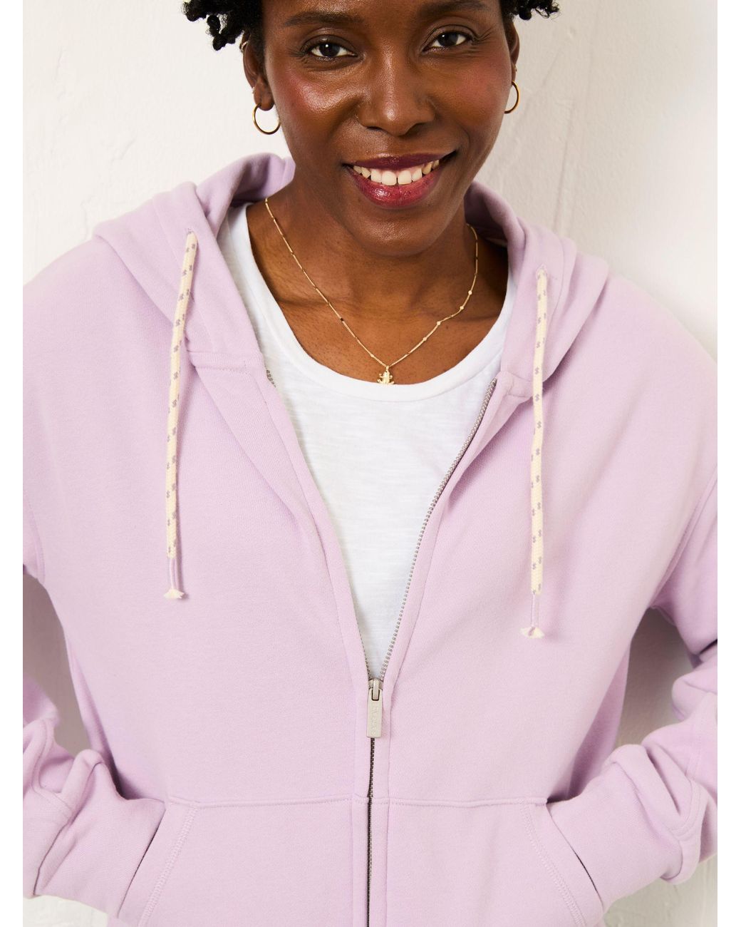 FatFace Pink Flora Zip Through Hoodie