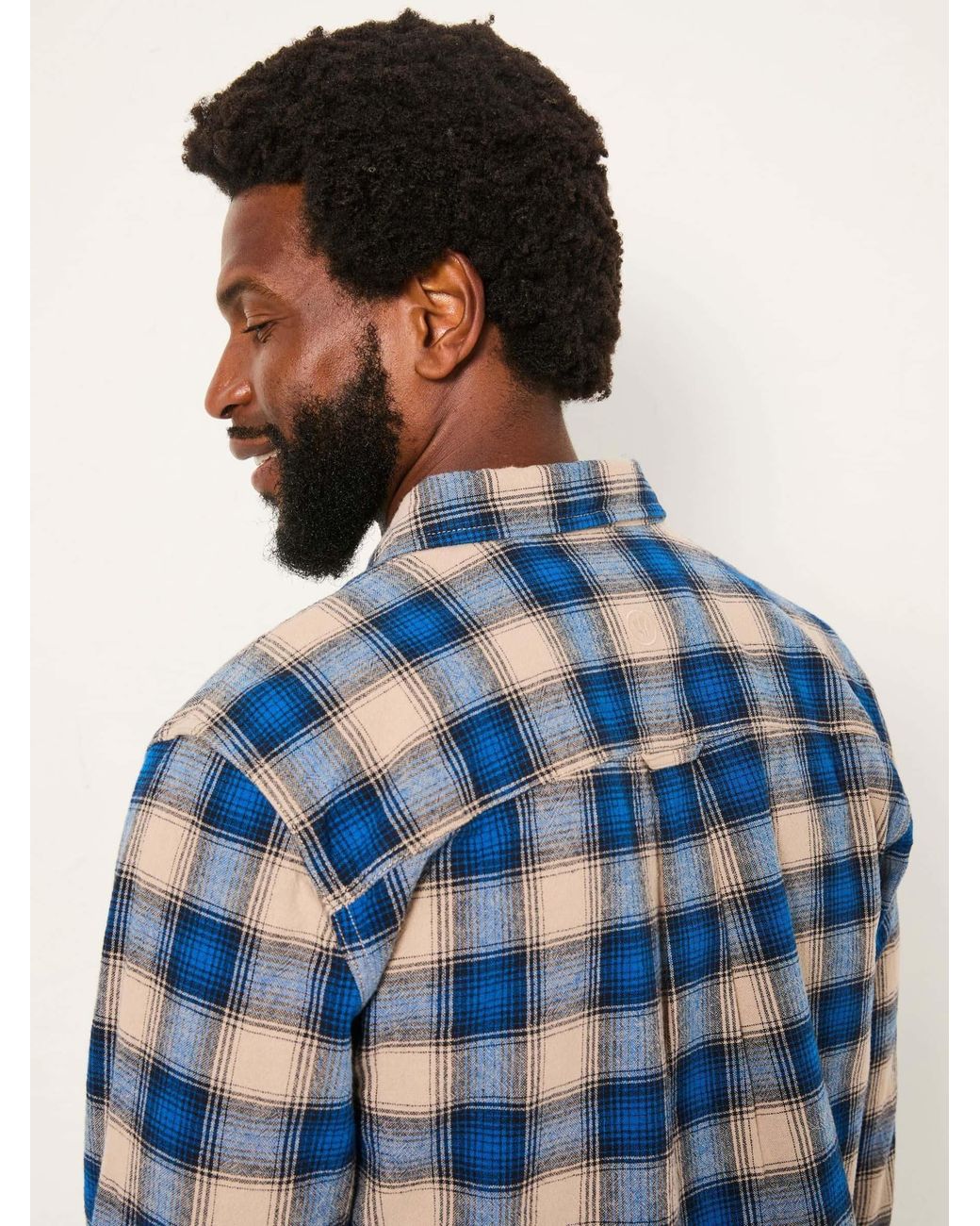 FatFace Blue Hayle Long Sleeve Check Shirt for men
