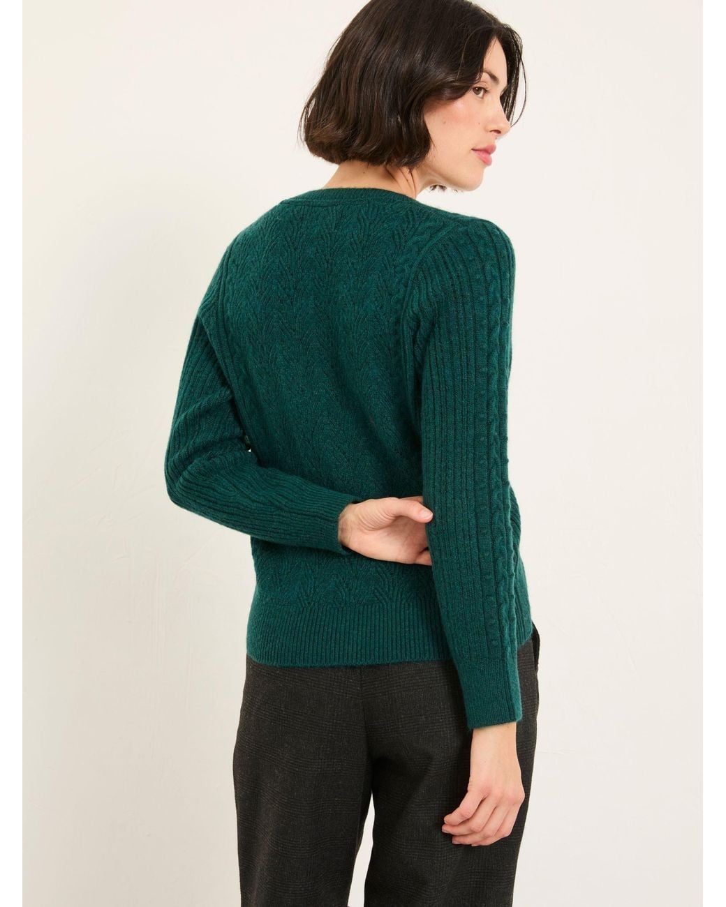 FatFace Green Marie Knitted Stitch Jumper