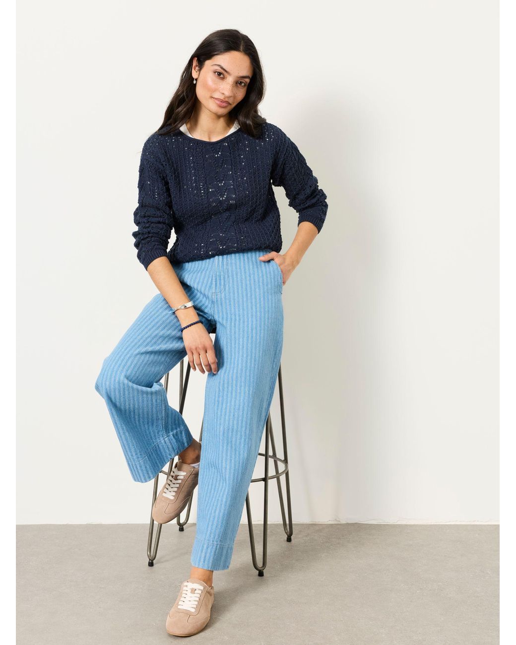 FatFace Blue Hove Wide Leg Crop Jeans