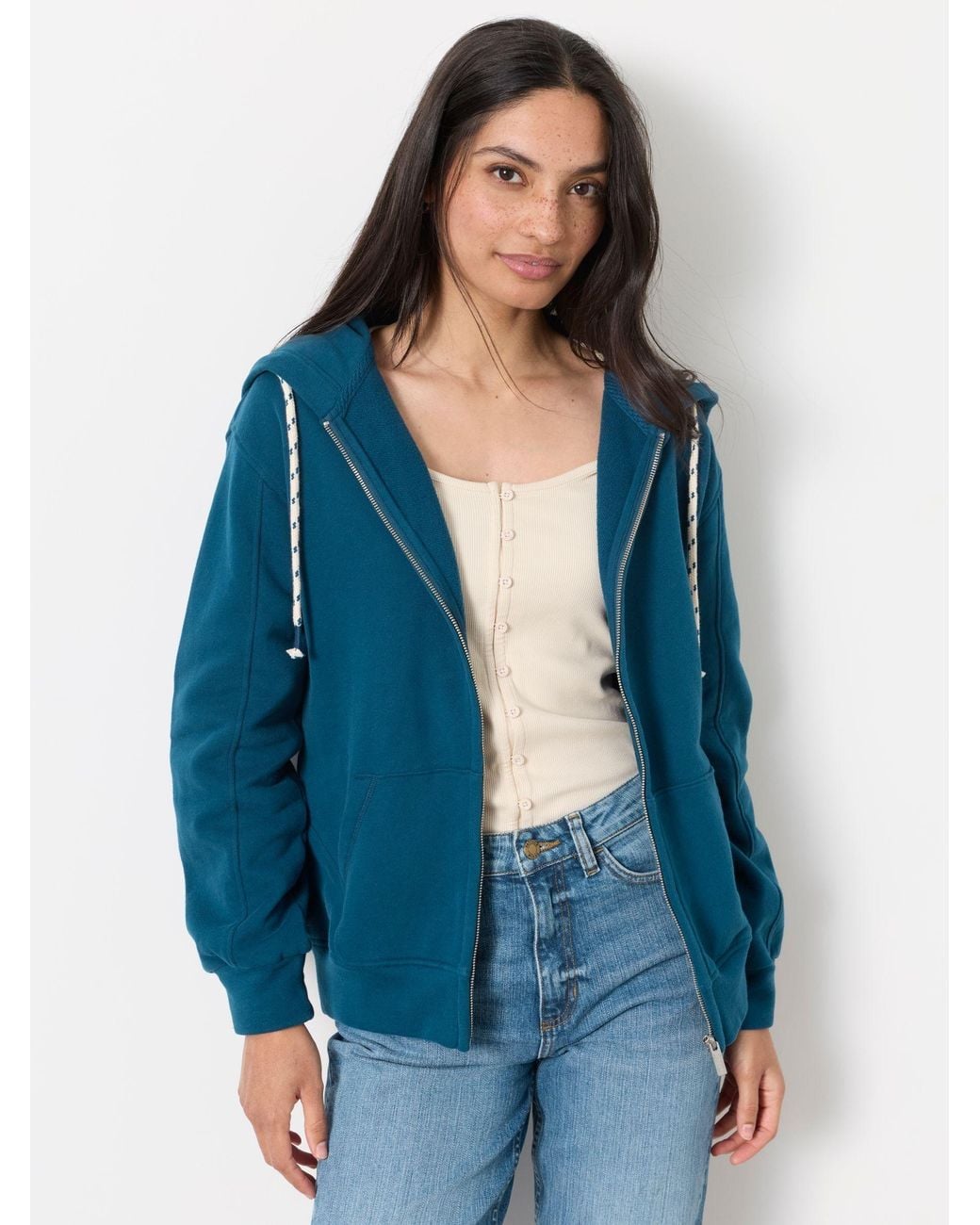 FatFace Blue Fern Zip Through Hoodie