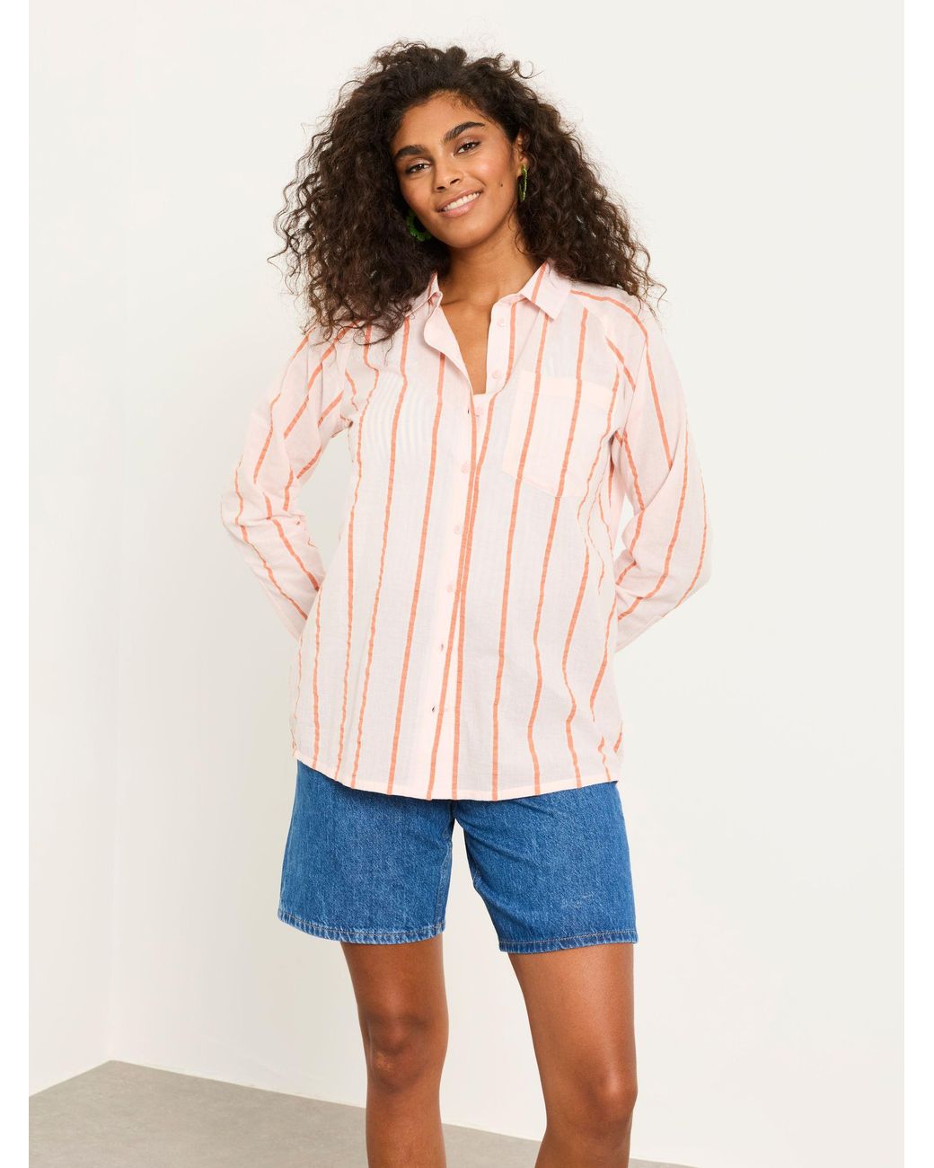 FatFace White Bessie Regular Stripe Shirt