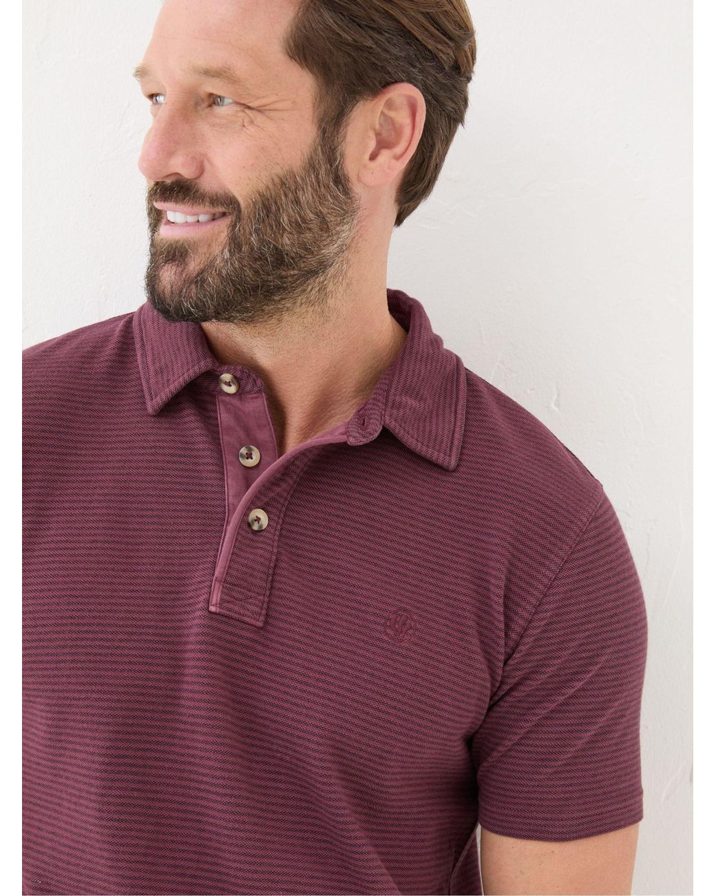 FatFace Purple Fine Stripe Polo Shirt for men