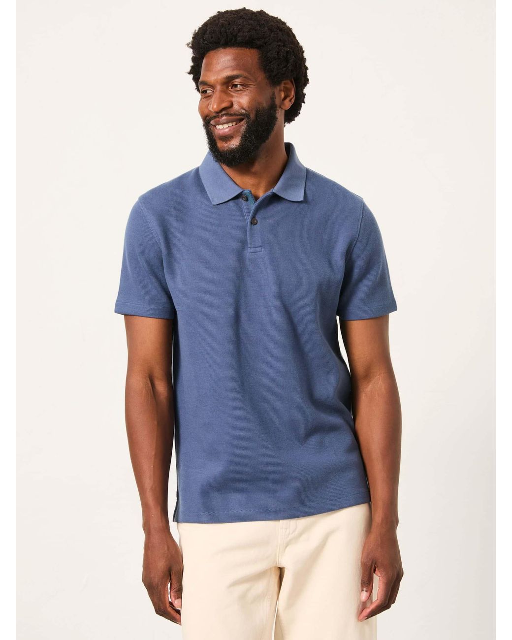 FatFace Blue Short Sleeve Ribbed Polo Ayr for men