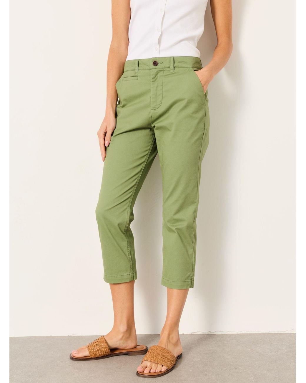 FatFace Green Farnham Crop Chino