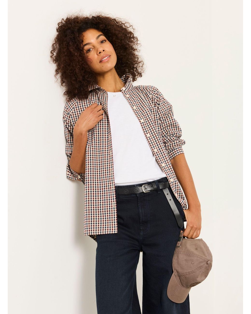 FatFace White Bessie Petite Check Shirt