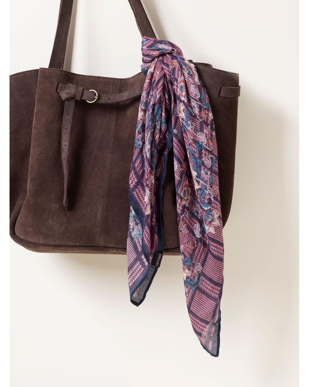 FatFace Pink Fatface Check Floral Printed Square Scarf