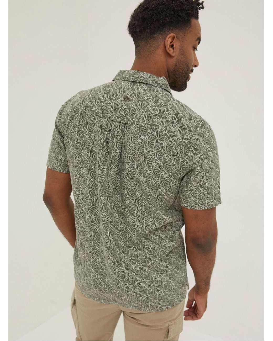 FatFace Green Dempsey Leaf Print Shirt for men
