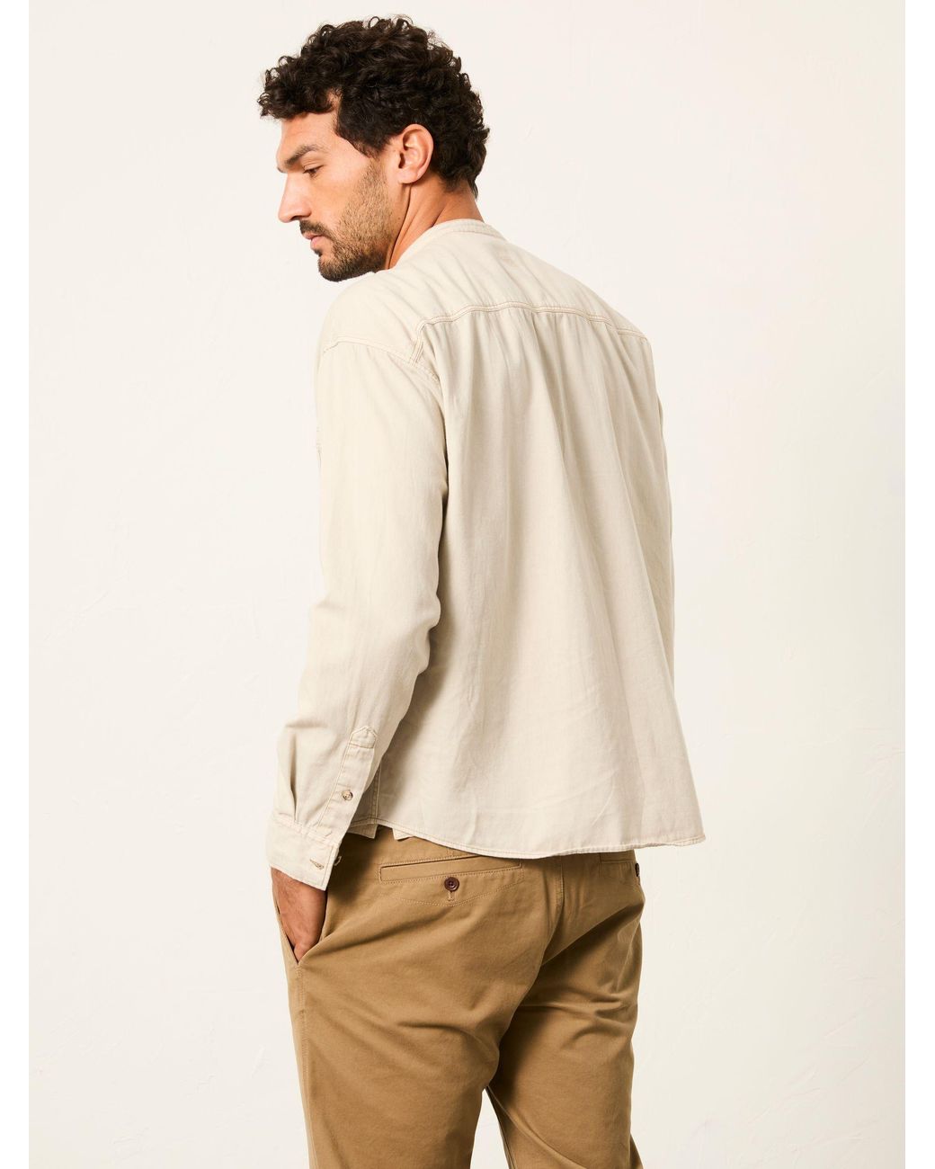 FatFace Natural Long Sleeve Grandad Utility Shirt for men
