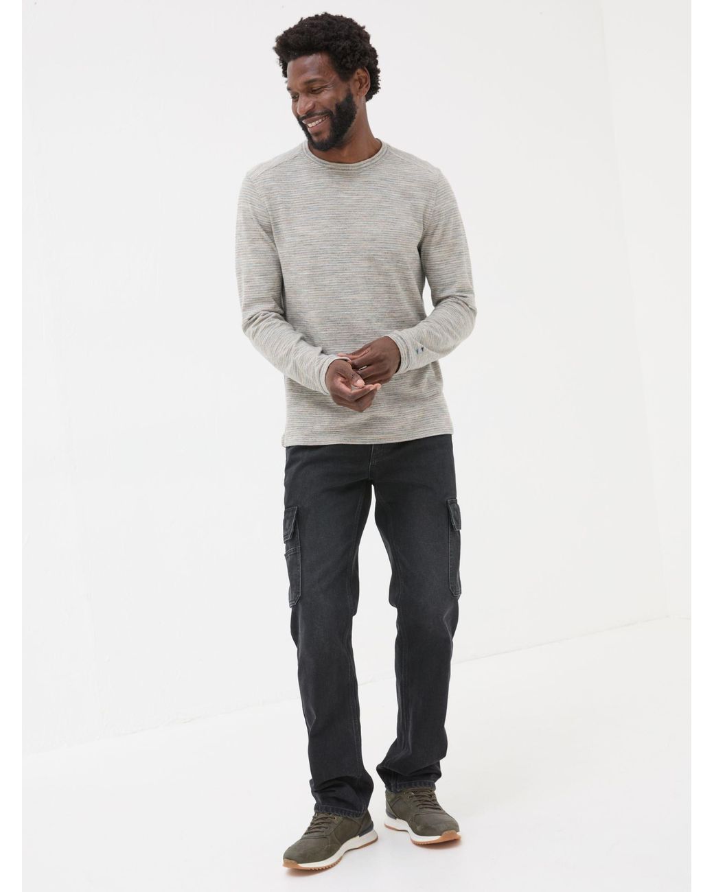 FatFace Gray Dark Skies Long Sleeve Crew T-Shirt for men