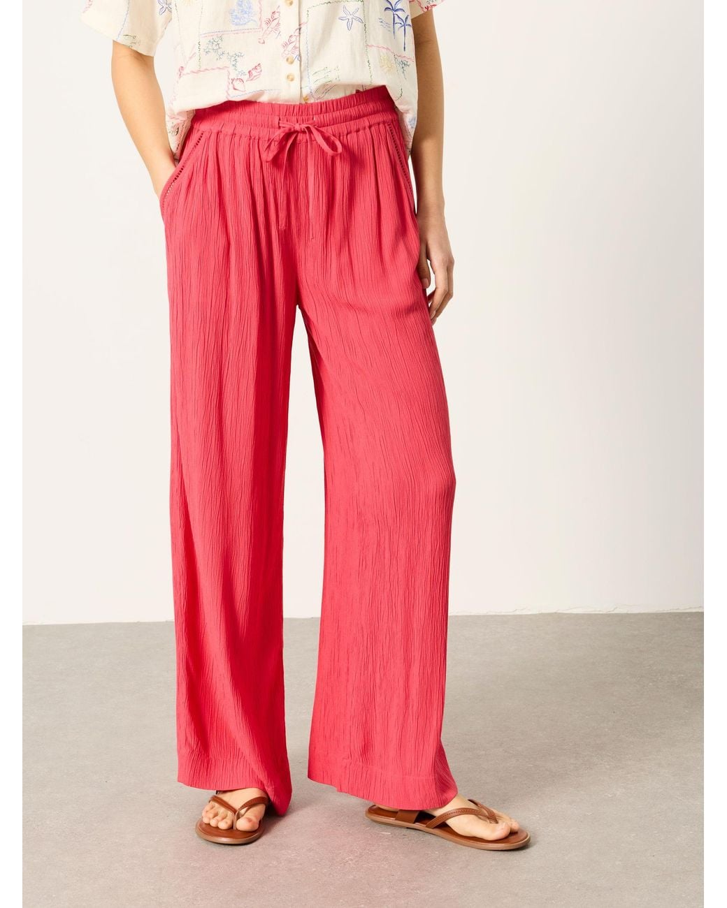 FatFace Red Melissa Palazzo Trousers