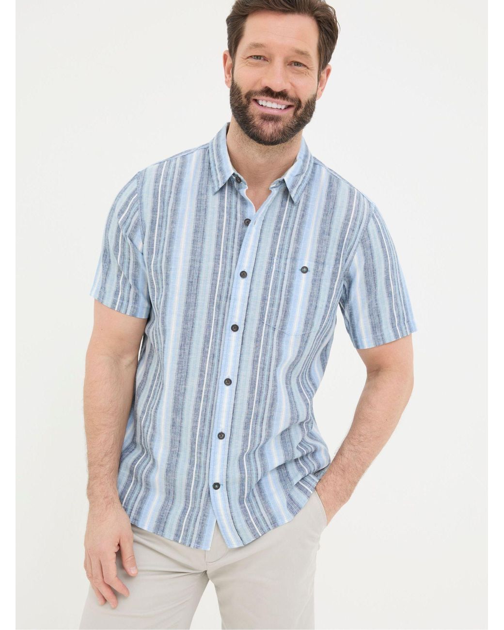FatFace Blue Fatface Ventnor Variegated Stripe Shirt for men