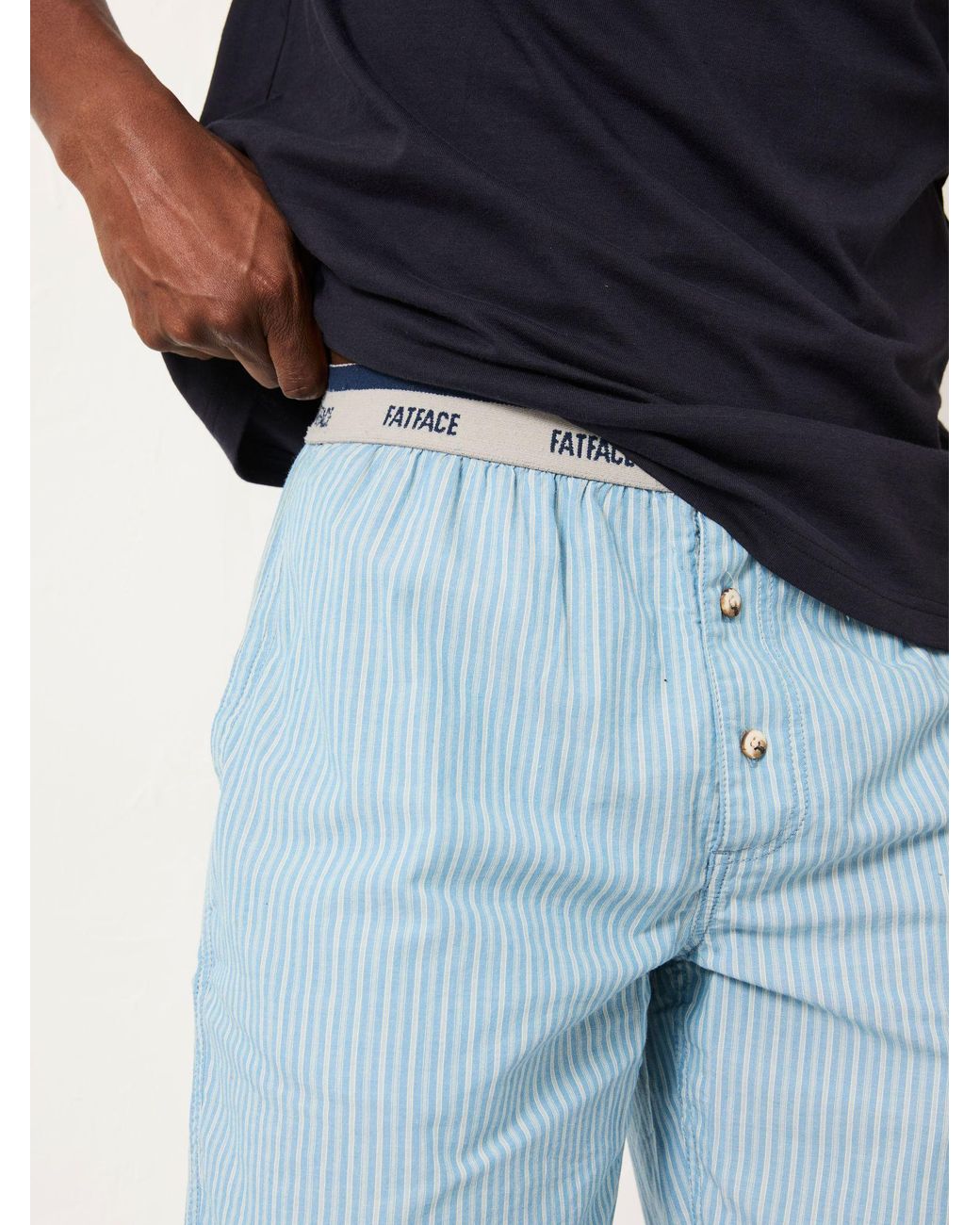 FatFace Blue Seil Stripe Shorts Pyjama Set for men