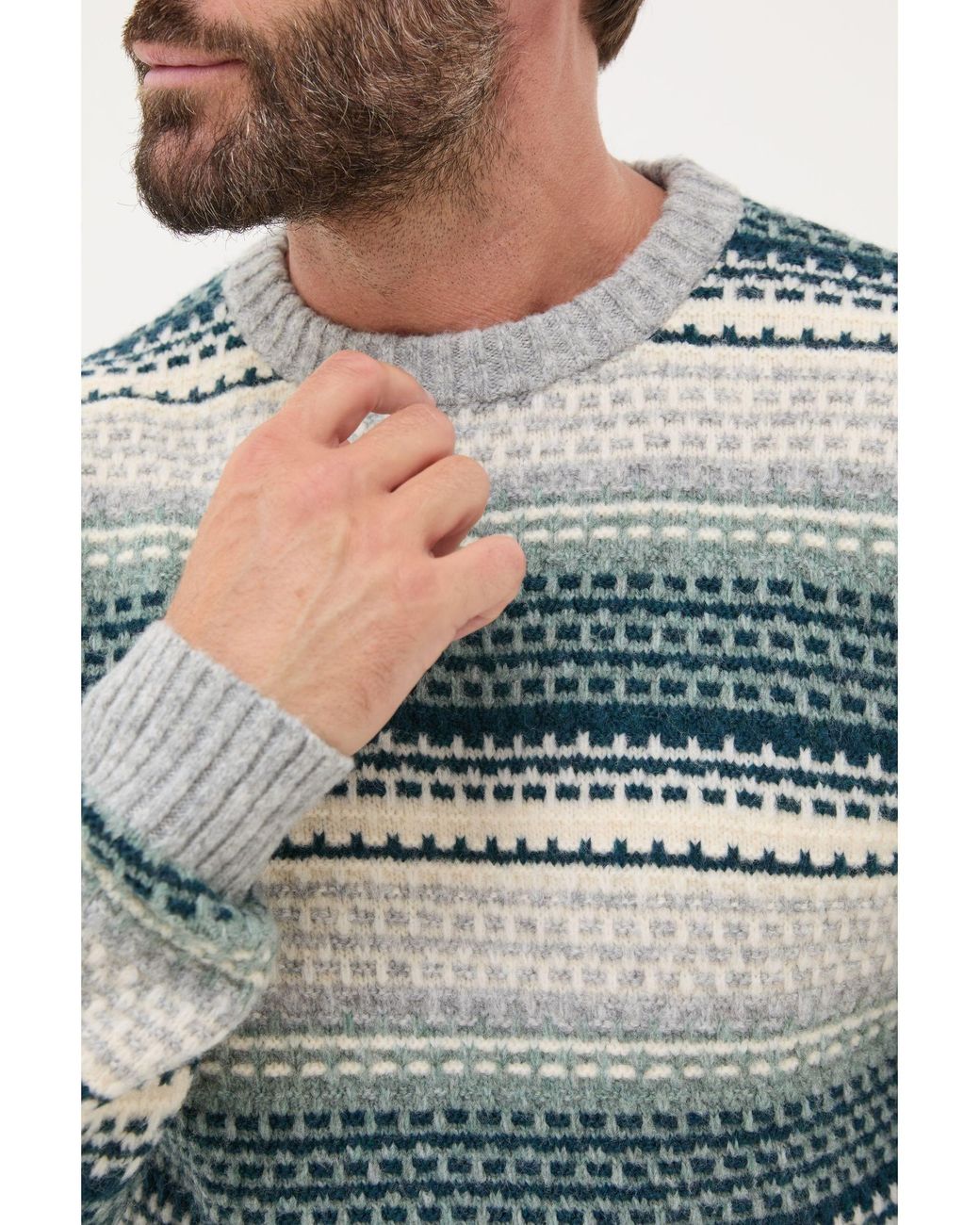FatFace Gray Calder Stripe Knitted Jumper for men
