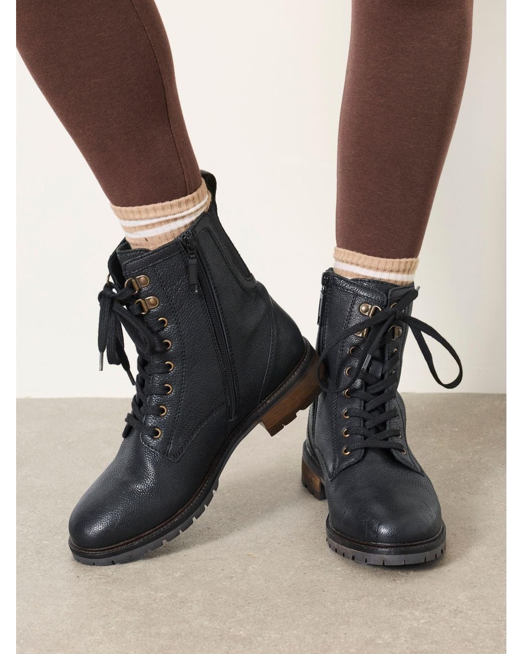 FatFace Black Marlow Leather Ankle Boots