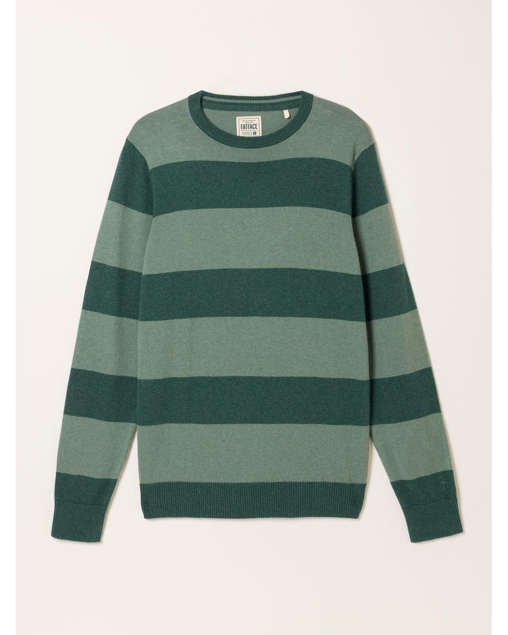 FatFace Green Rye Tonal Stripe Crew Jumper for men