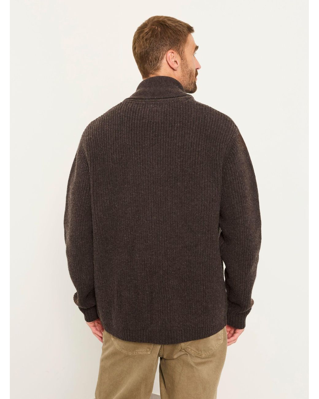 FatFace Brown Fatface Ember Chocolate Shawl Neck Knitted Cardigan for men