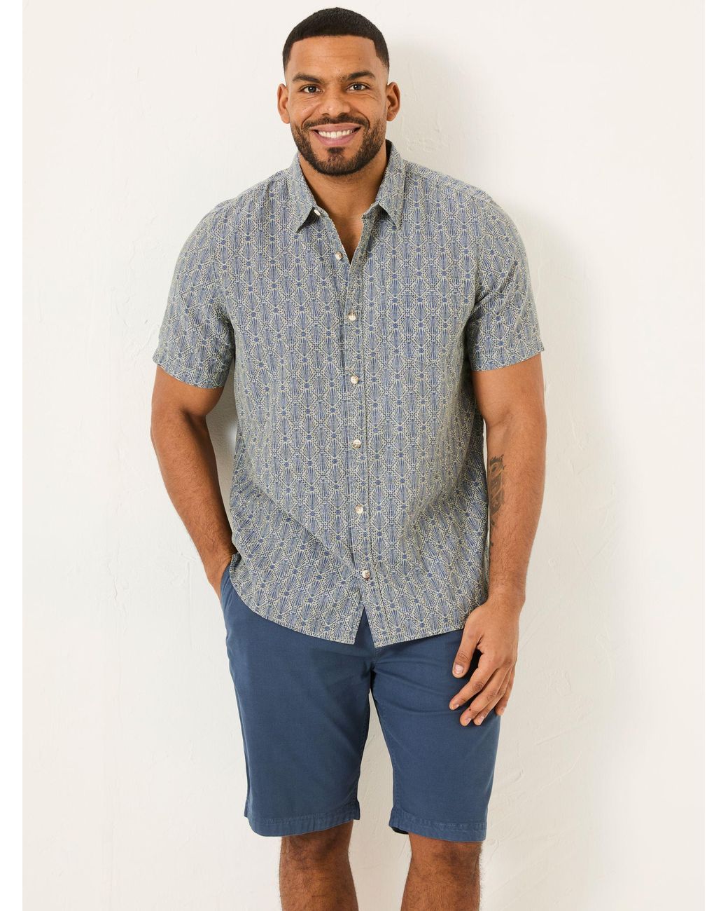 FatFace Gray Short Sleeve Deco Print Shirt for men