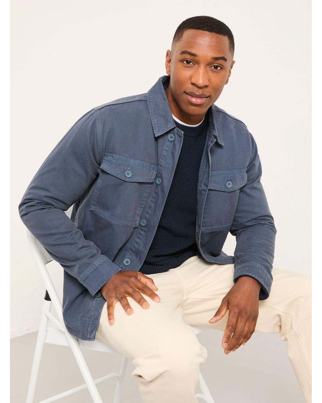 FatFace Blue Penrith Crew Neck Knitted Jumper for men