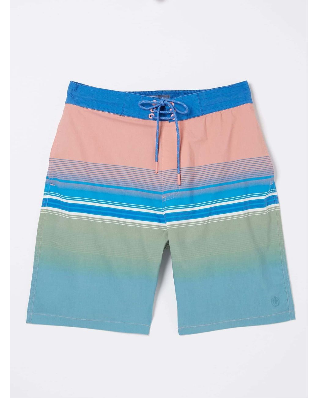 FatFace Blue Camber Placement Stripe Swim Shorts for men