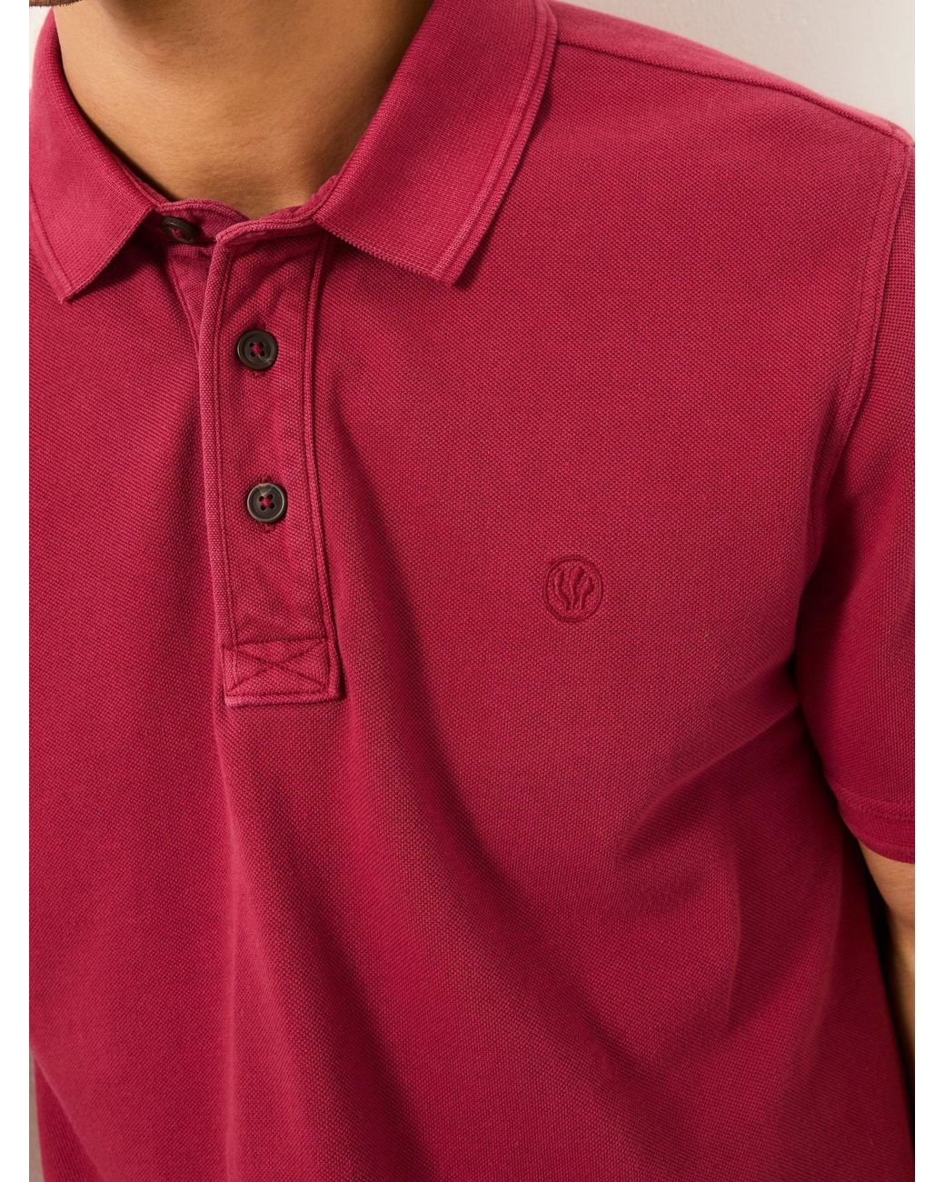 FatFace Red Short Sleeve Pique Polo Shirt for men