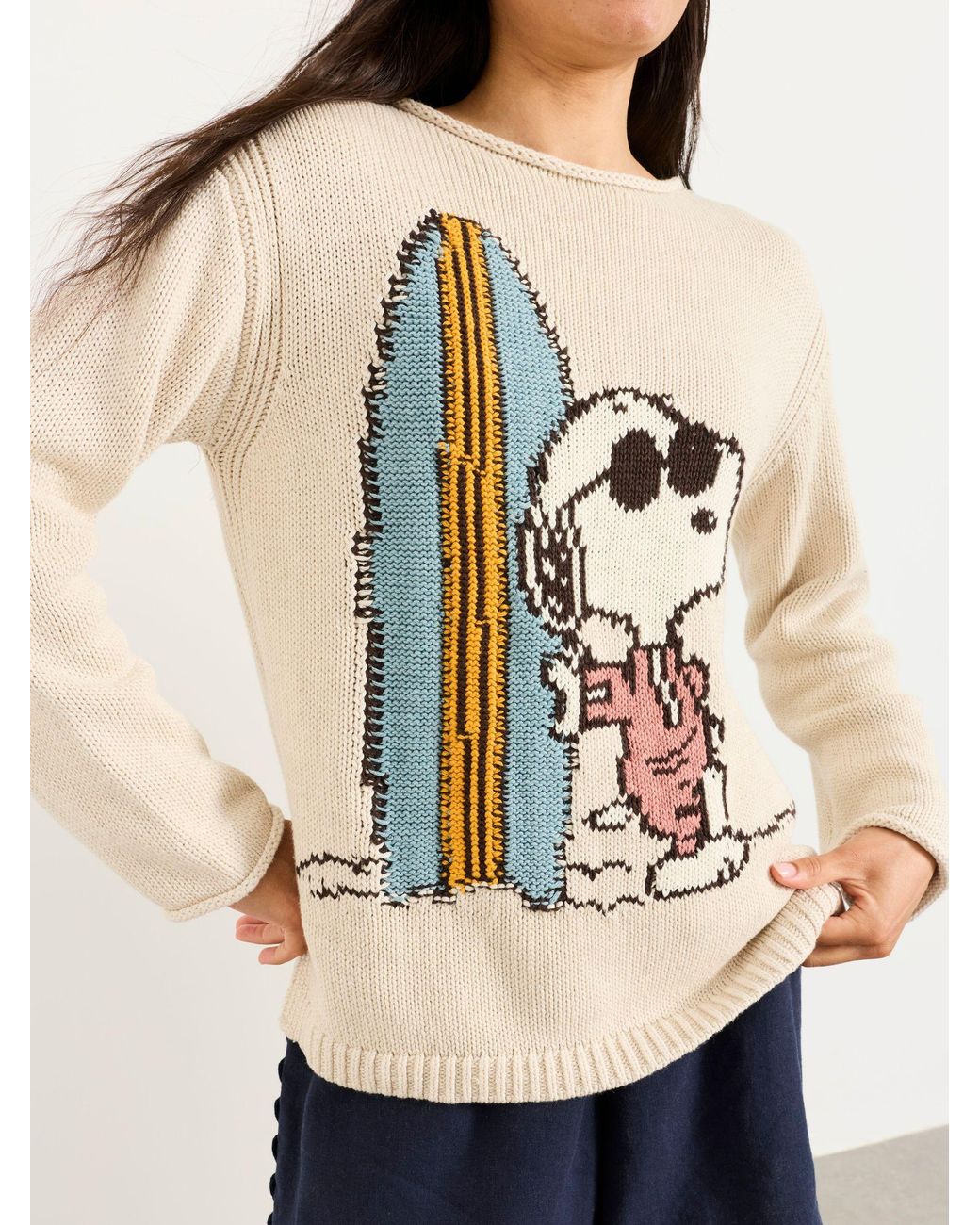 FatFace White Snoopy Knitted Jumper