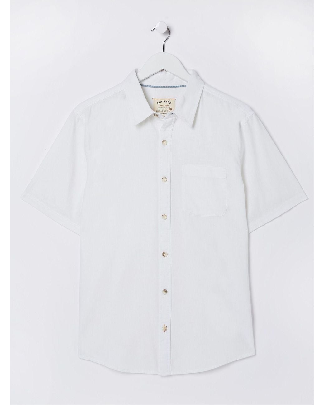 FatFace White Bugle Linen Cotton Shirt for men