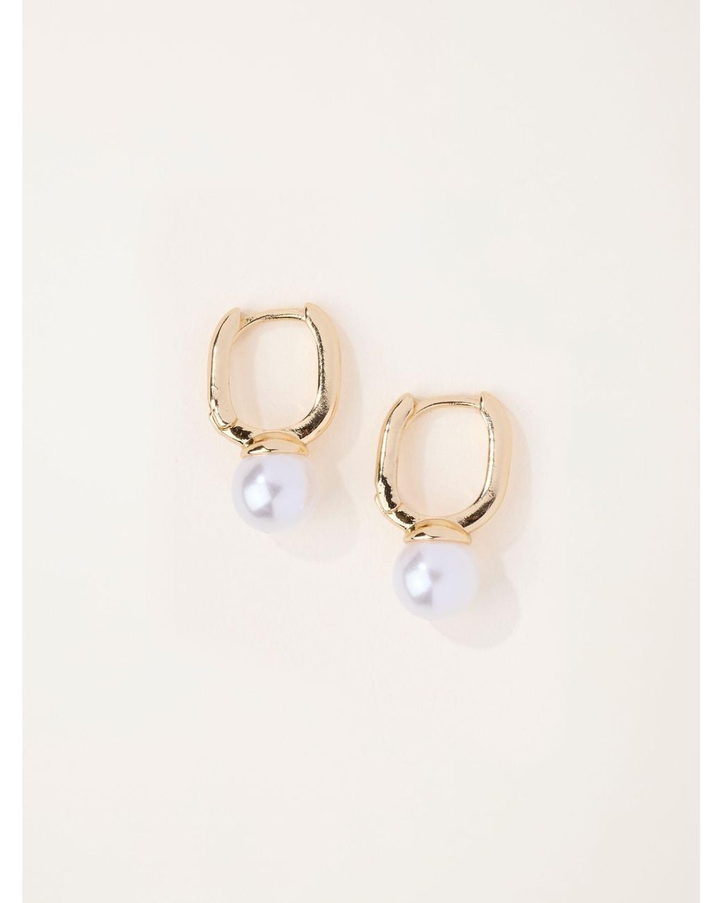 FatFace Natural Fatface Tone Faux Pearl Hoop Earrings