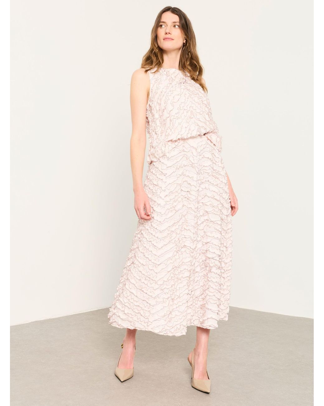FatFace Brown Malia Frill Midi Skirt