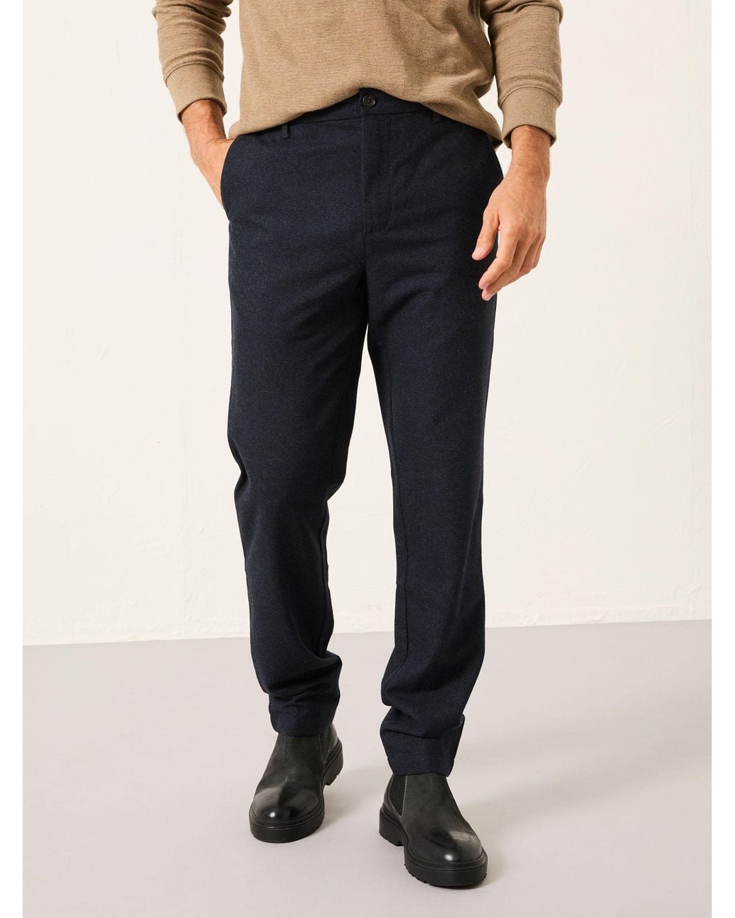 FatFace Blue Lyme Tailored Fit Wool Mix Trousers for men