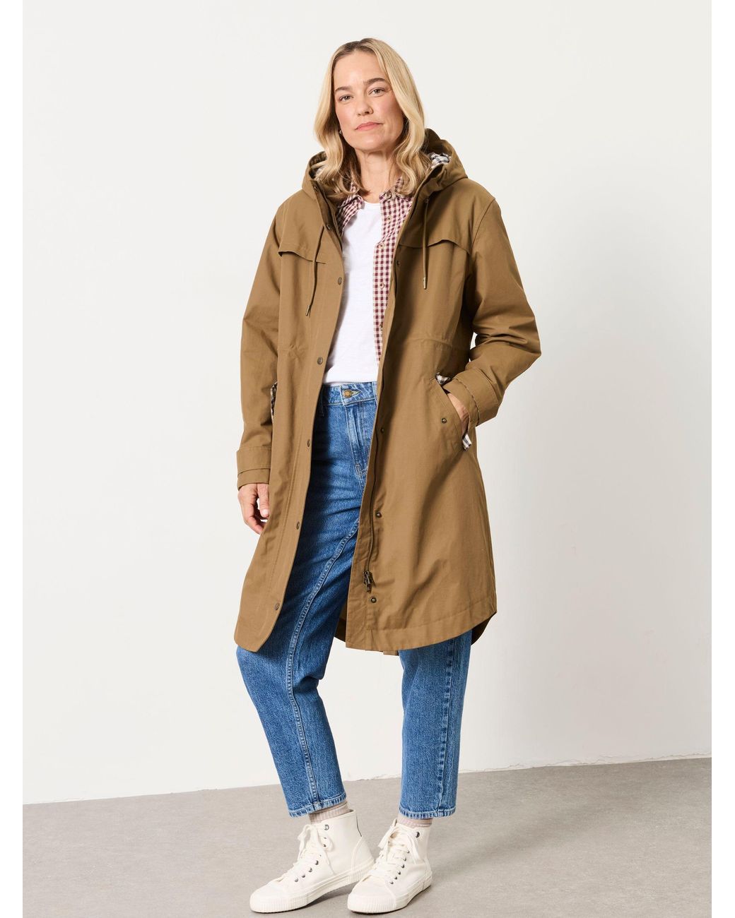 FatFace Blue Inverness Petite Long Raincoat