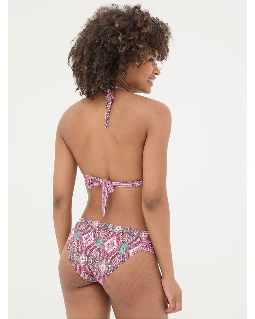 FatFace Pink Cody Detail Paisley Bikini Top
