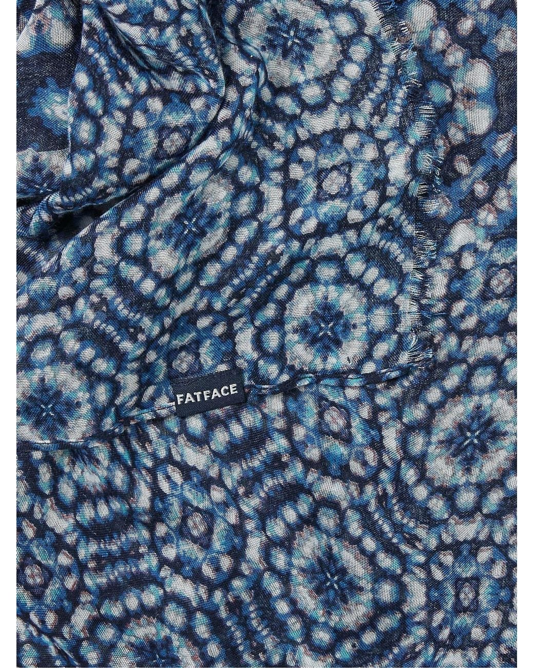 FatFace Blue Geometric Printed Lightweight Scarf