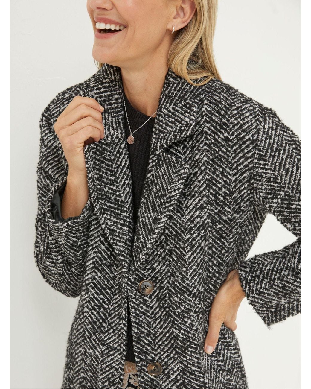 FatFace Gray Marin Wool Blend Coat