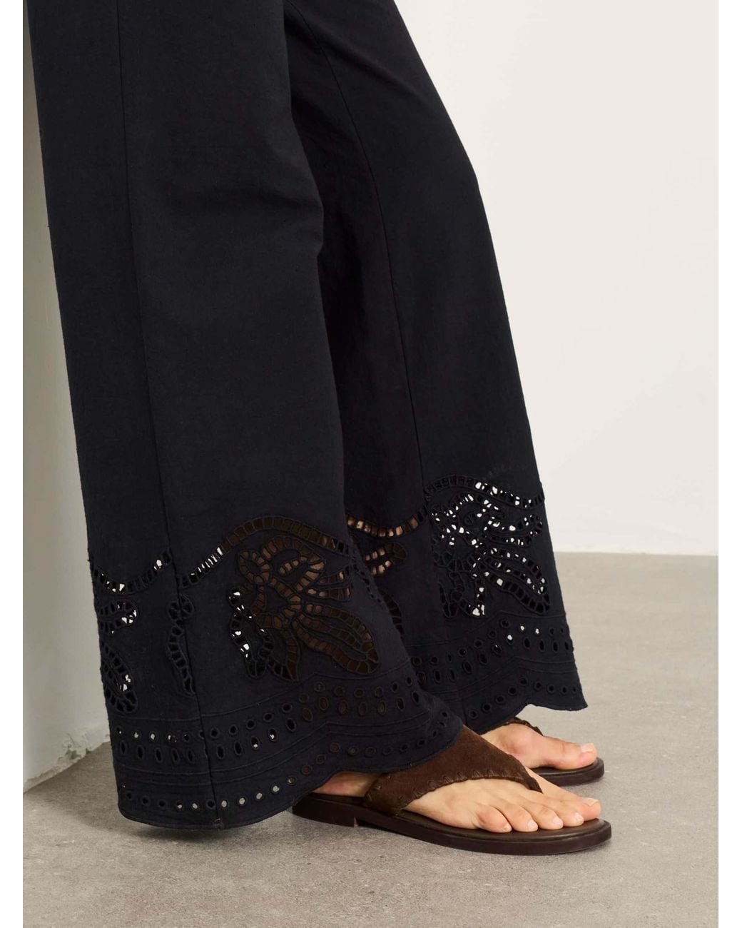FatFace Metallic Amberly Embroidered Wide Leg Trousers