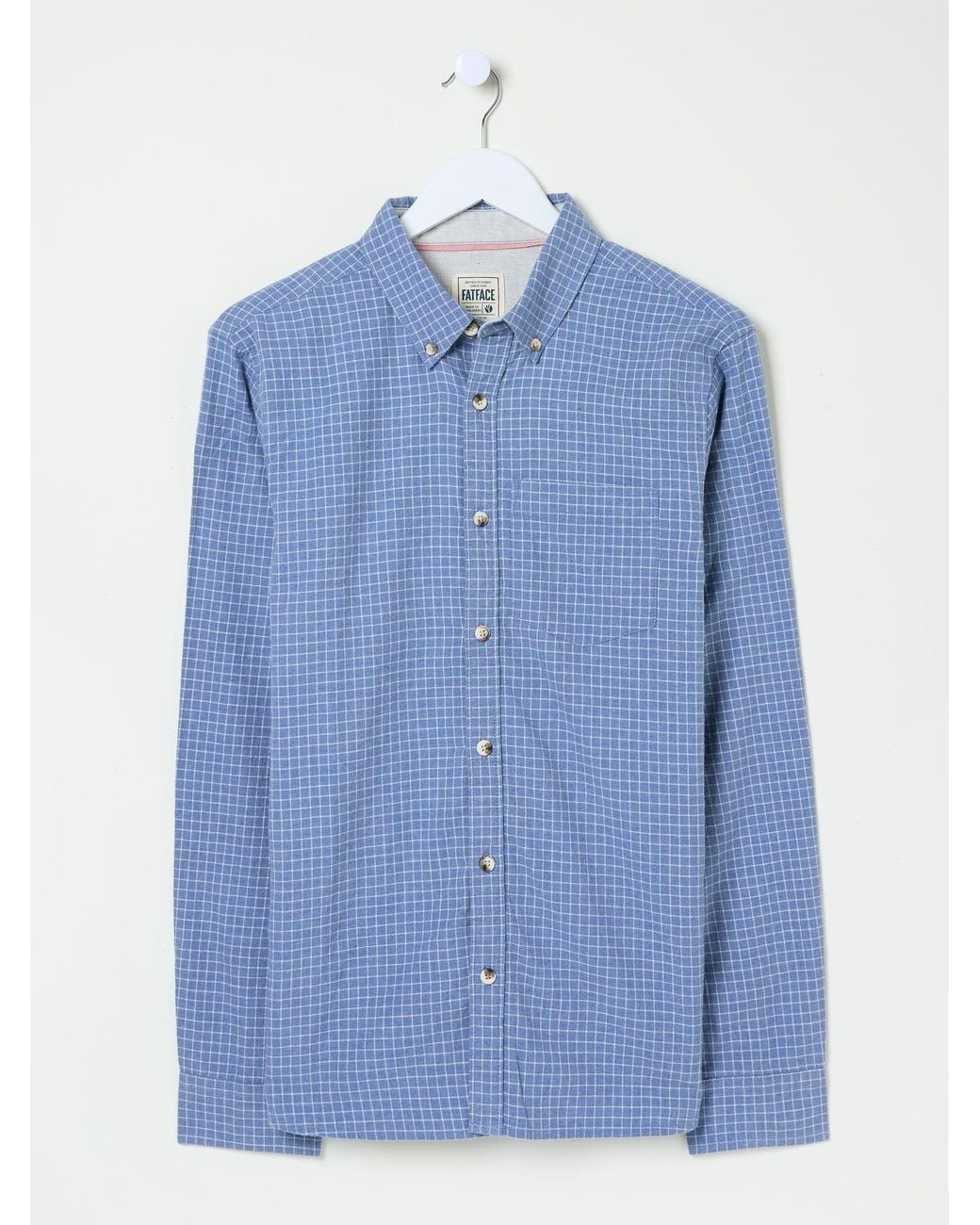 FatFace Blue Long Sleeve Grantham Grid Check Shirt for men