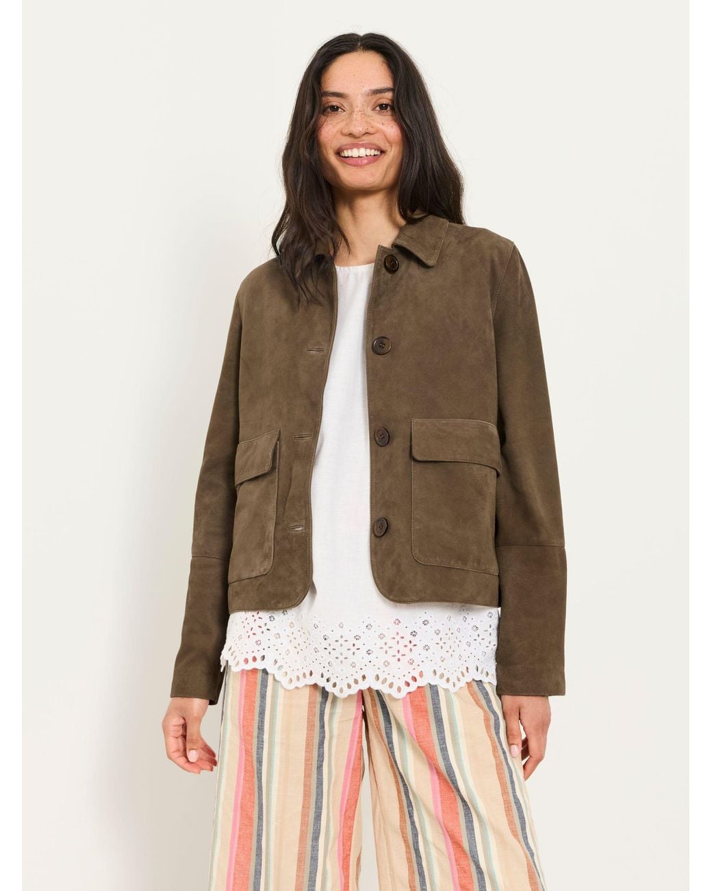 FatFace Brown Eliza Petite Petite Suede Jacket