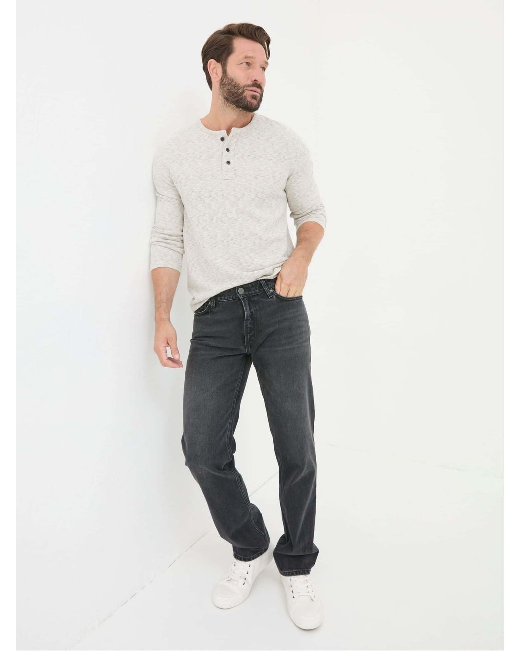 FatFace Black Straight Fit Jeans for men