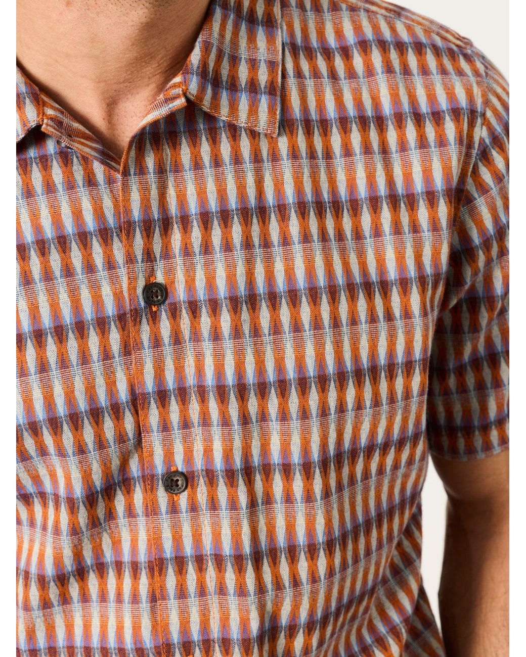 FatFace Pink Short Sleeve Kite Diamond Embroidered Shirt for men