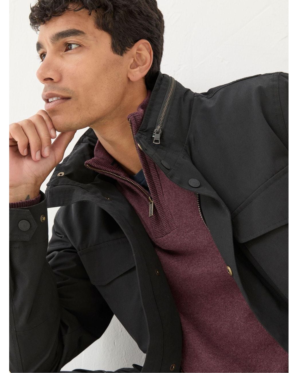 FatFace Black Truro Waterproof Jacket for men