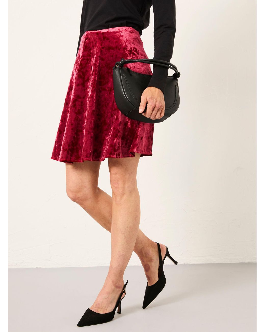 FatFace Red Fatface Jess Velvet Skirt
