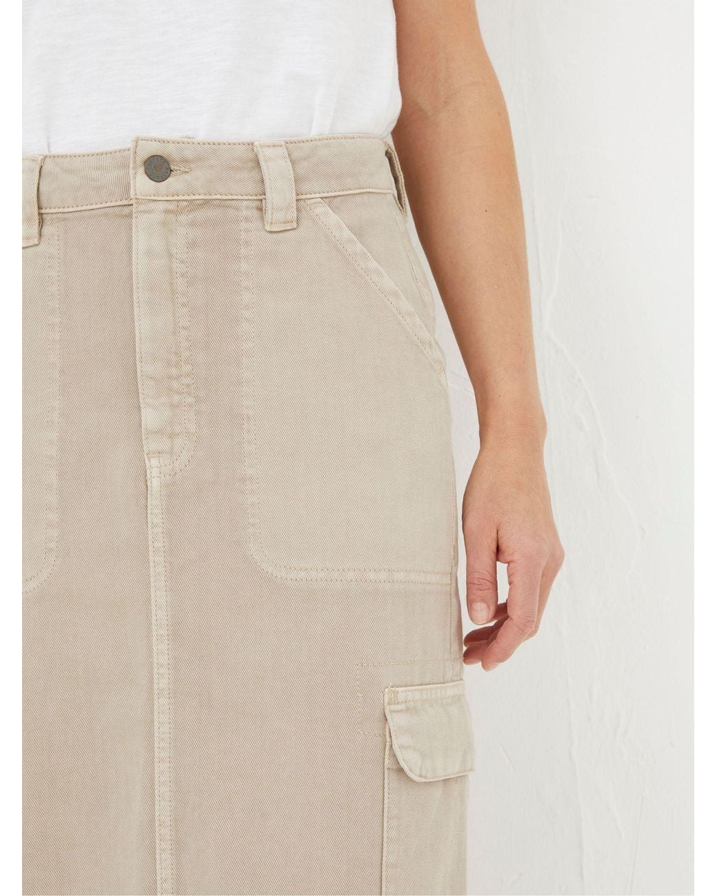 FatFace White Candace Cargo Midi Skirt